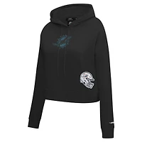 Women's Pro Standard Black Miami Dolphins Jeweled Cropped Pullover Hoodie