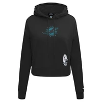 Women's Pro Standard Black Miami Dolphins Jeweled Cropped Pullover Hoodie