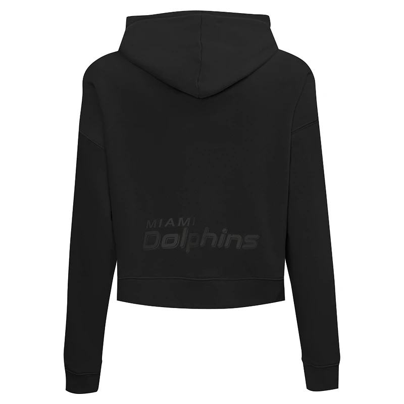Women's Pro Standard Black Miami Dolphins Jeweled Cropped Pullover Hoodie