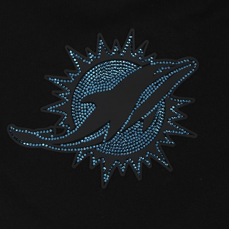 Women's Pro Standard Black Miami Dolphins Jeweled Cropped Pullover Hoodie