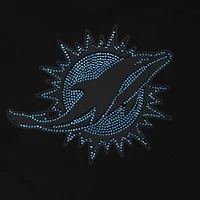 Women's Pro Standard Black Miami Dolphins Jeweled Cropped Pullover Hoodie