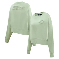 Women's Pro Standard  Light Green Miami Dolphins Oversized Cropped Neutral Pullover Sweatshirt