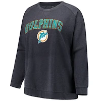 Women's Profile  Charcoal Miami Dolphins Plus Acid Wash Raglan Sweatshirt