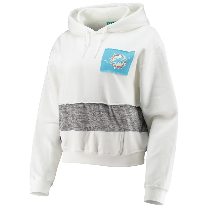 Women's Refried Apparel White Miami Dolphins Sustainable Crop Dolman Pullover Hoodie