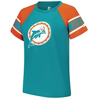 Haut raglan à blocs de couleurs Starter Aqua Miami Dolphins 1st Rounder pour femmes