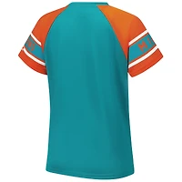 Haut raglan à blocs de couleurs Starter Aqua Miami Dolphins 1st Rounder pour femmes