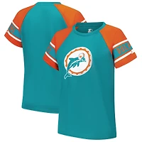 Haut raglan à blocs de couleurs Starter Aqua Miami Dolphins 1st Rounder pour femmes