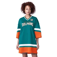 Robe de sport à manches 3/4 Starter Aqua Miami Dolphins Slap Shot pour femme