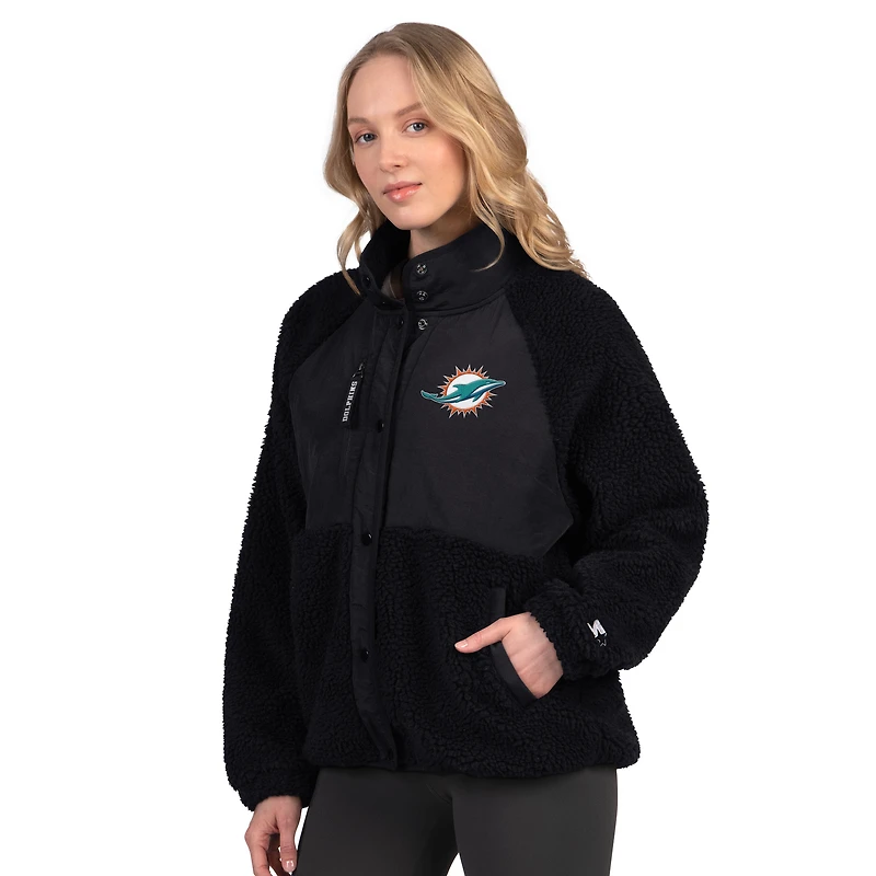 Women's Starter  Black Miami Dolphins On the Ball Sherpa Jacket