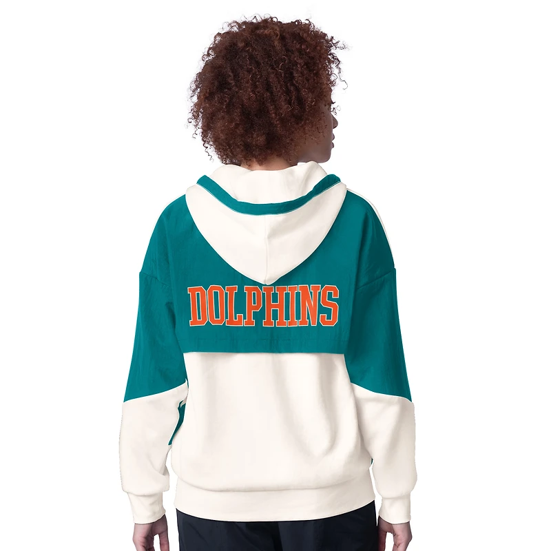 Women's Starter White Miami Dolphins Scrimmage Full-Zip Hoodie