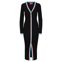 Robe pull boutonnée à col en V tricot Shoko noire pour femme STAUD Miami Dolphins