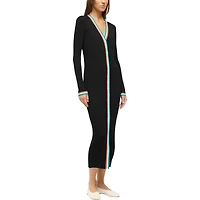 Robe pull boutonnée à col en V tricot Shoko noire pour femme STAUD Miami Dolphins