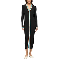 Robe pull boutonnée à col en V tricot Shoko noire pour femme STAUD Miami Dolphins