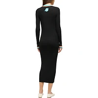 Robe pull boutonnée à col en V tricot Shoko noire pour femme STAUD Miami Dolphins