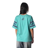 T-shirt à épaules tombantes Aqua Miami Dolphins pour femme de The Wild Collective