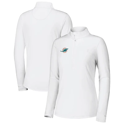 Women's Tommy Bahama White Miami Dolphins Sport Playa Vista IslandZone Quarter-Zip Jacket
