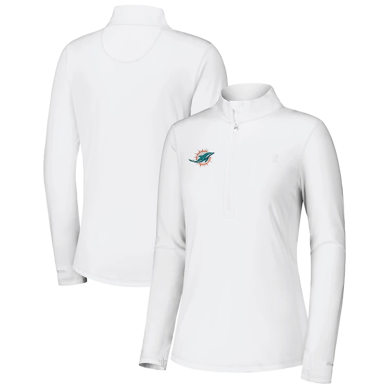 Veste zippée quart de tour blanche Tommy Bahama Miami Dolphins Sport Playa Vista pour femme