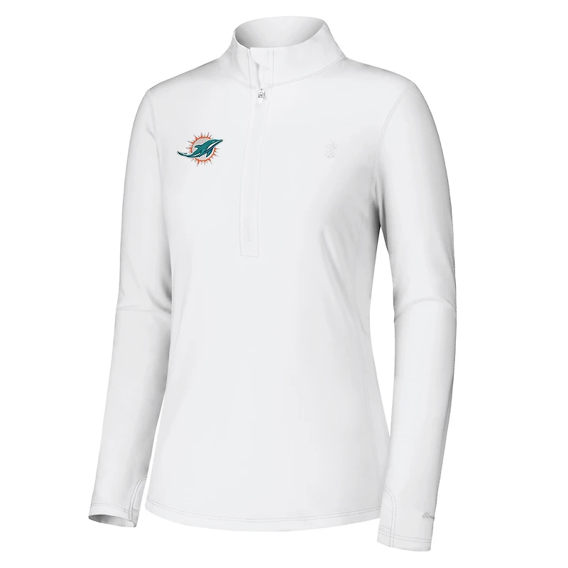 Veste zippée quart de tour blanche Tommy Bahama Miami Dolphins Sport Playa Vista pour femme