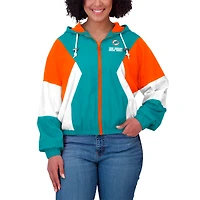 Women's WEAR by Erin Andrews Aqua/Orange Miami Dolphins Plus Color Block Full-Zip Windbreaker Jacket