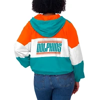 Veste coupe-vent zippée à blocs de couleurs grande taille pour femme WEAR by Erin Andrews Aqua/Orange Miami Dolphins