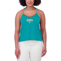 Women's WEAR by Erin Andrews Aqua Miami Dolphins Cross Strap Tri-Blend Tank Top