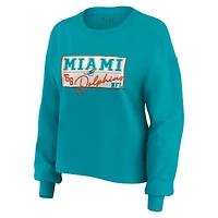 Ensemble de détente pour femme WEAR by Erin Andrews Aqua Miami Dolphins, composé d'un t-shirt à manches longues et short en jersey rugby épais