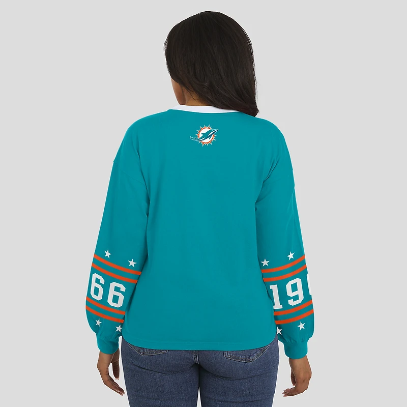 Women's WEAR by Erin Andrews  Aqua Miami Dolphins Sport Long-Sleeve T-Shirt