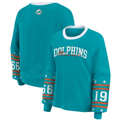 Women's WEAR by Erin Andrews  Aqua Miami Dolphins Sport Long-Sleeve T-Shirt