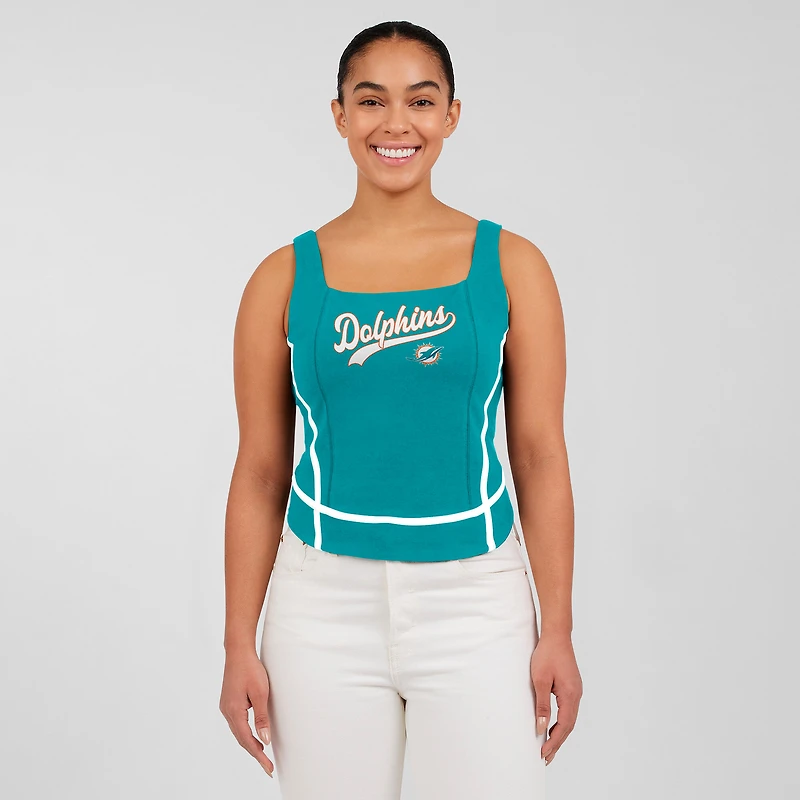 Women's WEAR by Erin Andrews Aqua Miami Dolphins Square Neck Tank Top