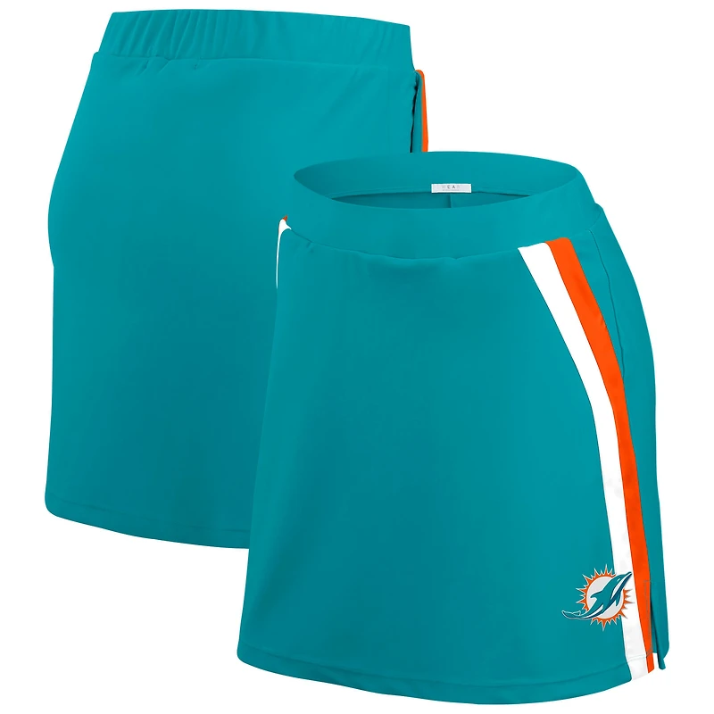 Jupe-short rayée Aqua Miami Dolphins pour femme WEAR by Erin Andrews