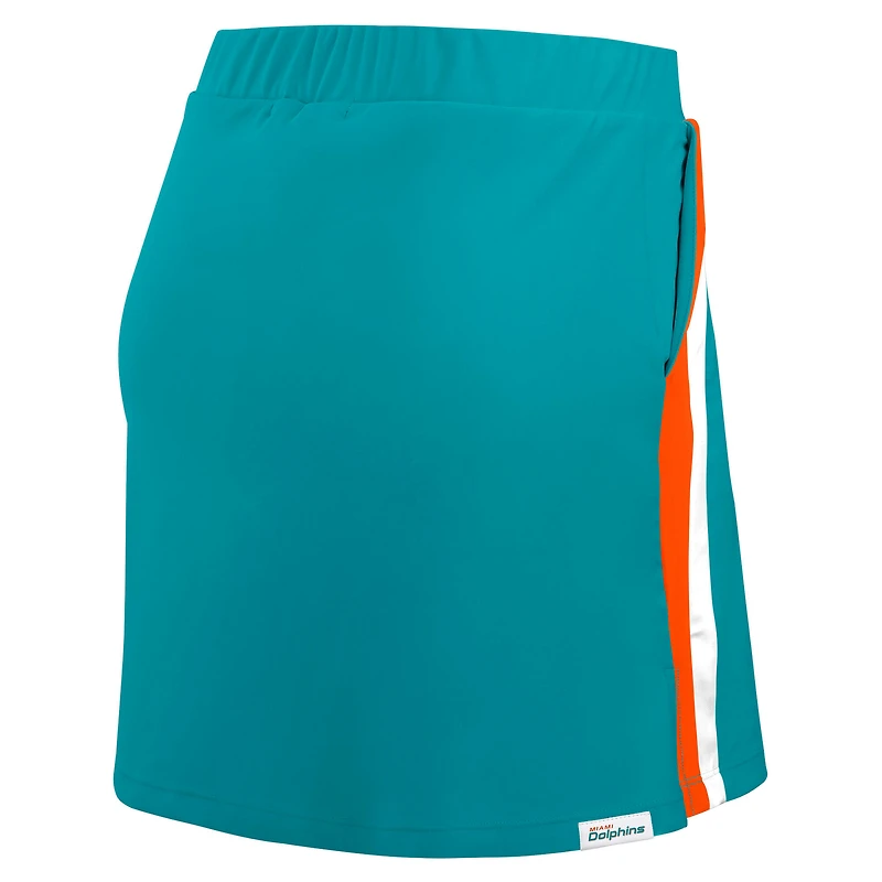 Jupe-short rayée Aqua Miami Dolphins pour femme WEAR by Erin Andrews