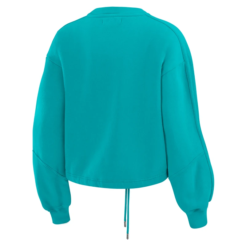 Ensemble de détente pour femme WEAR by Erin Andrews Aqua Miami Dolphins en molleton délavé avec t-shirt à manches longues et short