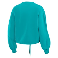 Ensemble de détente pour femme WEAR by Erin Andrews Aqua Miami Dolphins en molleton délavé avec t-shirt à manches longues et short