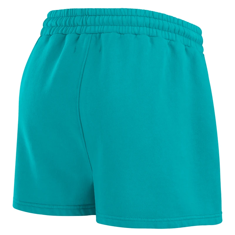 Ensemble de détente pour femme WEAR by Erin Andrews Aqua Miami Dolphins en molleton délavé avec t-shirt à manches longues et short