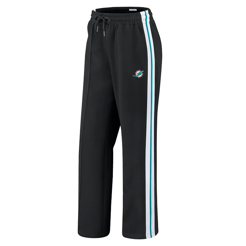 Women's WEAR by Erin Andrews Black Miami Dolphins Color-Block Straight Leg Pants