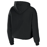 Women's WEAR by Erin Andrews Black Miami Dolphins Cropped Sponge Fleece Pullover Hoodie