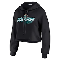 Women's WEAR by Erin Andrews Black Miami Dolphins Prime Cropped Pullover Hoodie