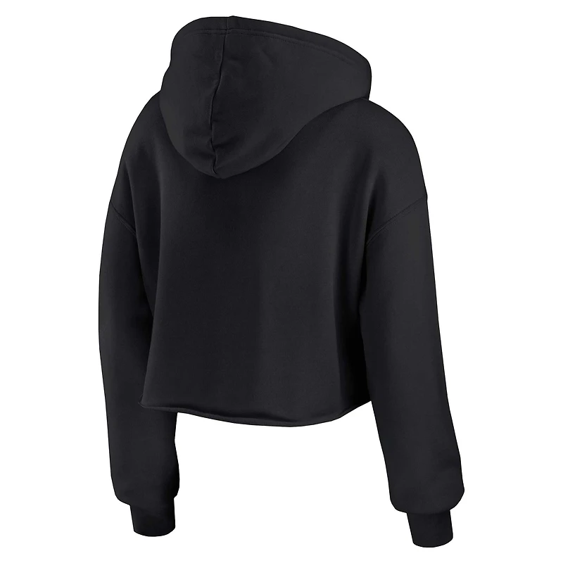 Women's WEAR by Erin Andrews Black Miami Dolphins Prime Cropped Pullover Hoodie