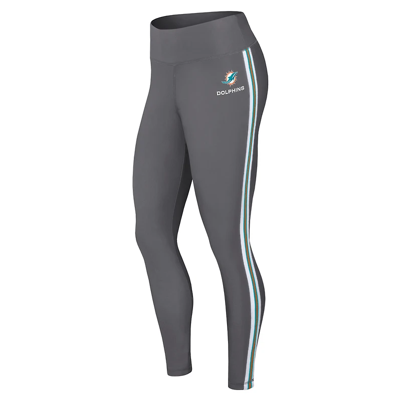 Women's WEAR by Erin Andrews Charcoal Miami Dolphins Color Block Leggings