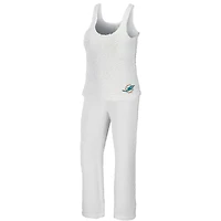 Women's WEAR by Erin Andrews Cream Miami Dolphins Cosy Scoop Neck Tank Top & Pants Sleep Set