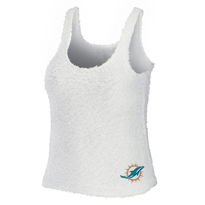 Women's WEAR by Erin Andrews Cream Miami Dolphins Cosy Scoop Neck Tank Top & Pants Sleep Set