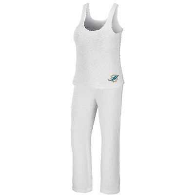 Women's WEAR by Erin Andrews Cream Miami Dolphins Cosy Scoop Neck Tank Top & Pants Sleep Set