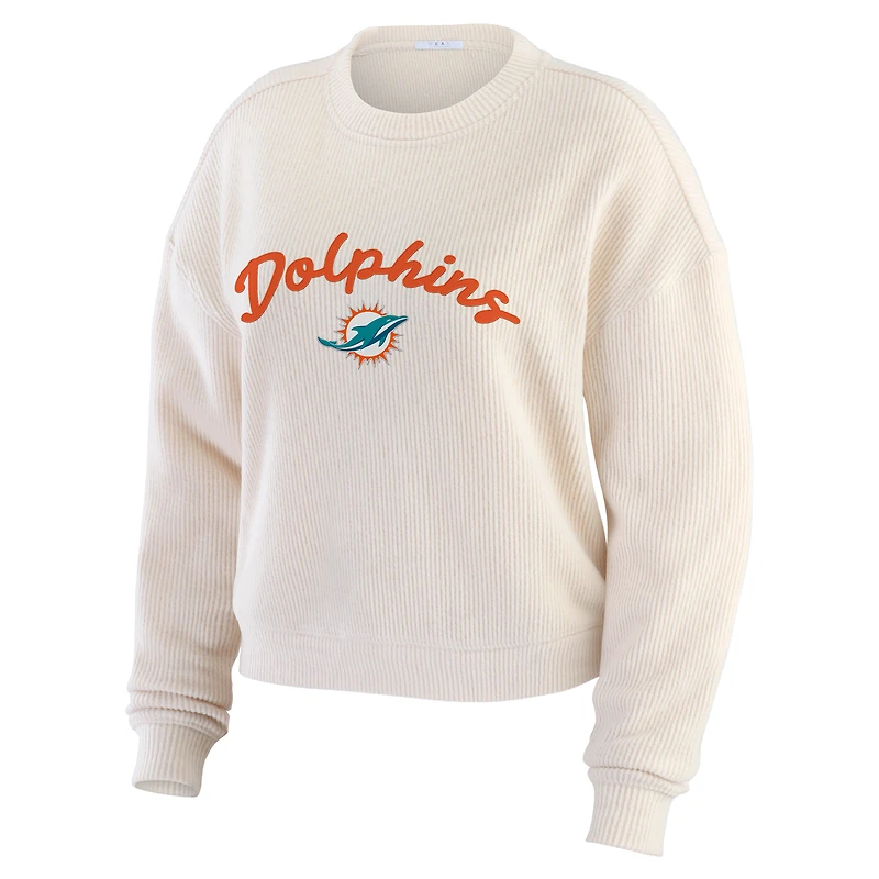 Ensemble de détente pour femme WEAR by Erin Andrews composé d'un t-shirt à manches longues et pantalon en tricot tri-blend crème Miami Dolphins