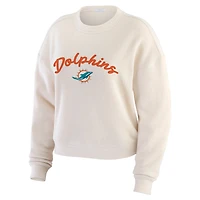 Ensemble de détente pour femme WEAR by Erin Andrews composé d'un t-shirt à manches longues et pantalon en tricot tri-blend crème Miami Dolphins