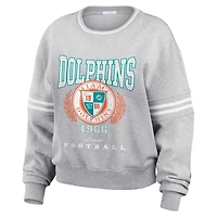 Women's WEAR by Erin Andrews Heather Gray Miami Dolphins Cropped Pullover Sweatshirt