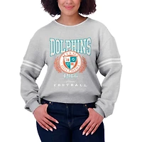 Women's WEAR by Erin Andrews Heather Gray Miami Dolphins Cropped Pullover Sweatshirt