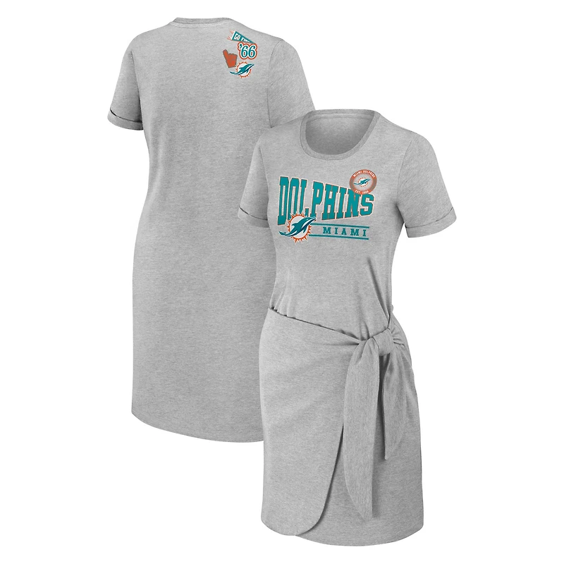 Robe t-shirt nouée gris chiné Miami Dolphins pour femme WEAR by Erin Andrews