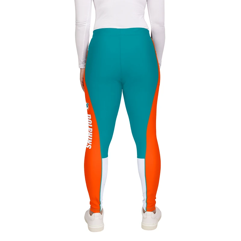 Leggings à blocs de couleurs bleu sarcelle/orange Miami Dolphins WEAR by Erin Andrews pour femme