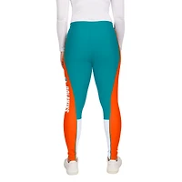 Leggings à blocs de couleurs bleu sarcelle/orange Miami Dolphins WEAR by Erin Andrews pour femme