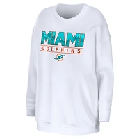 Women's WEAR by Erin Andrews White Miami Dolphins Domestic Pullover Sweatshirt